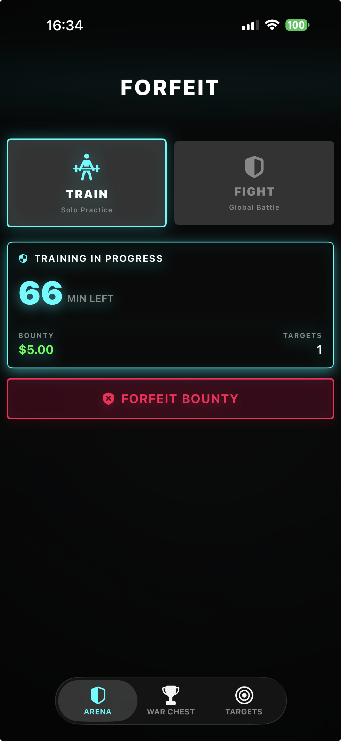 Forfeit App - Training in Progress